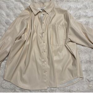 Cream leather button up